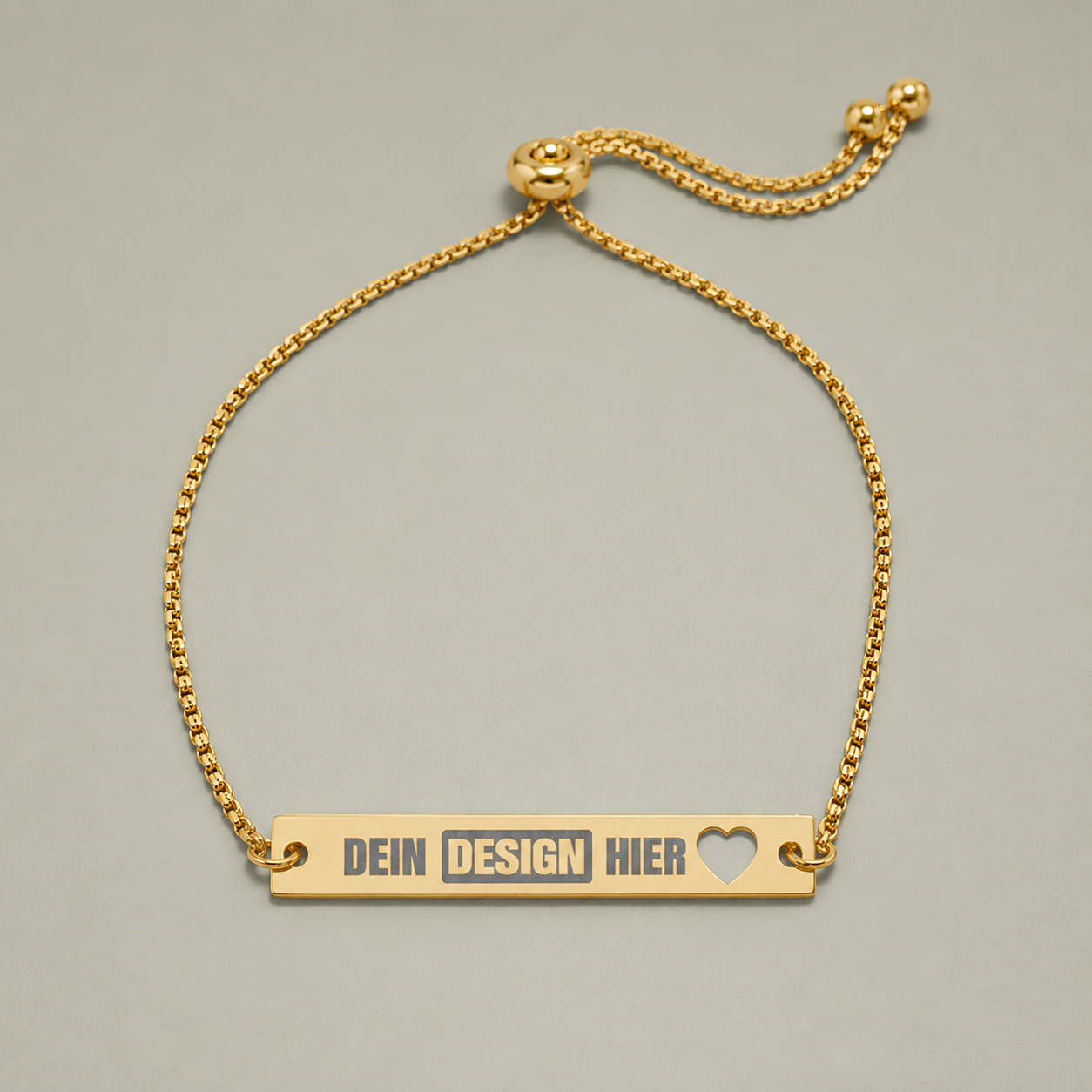 Herz Bar-Armband mit Gravur – Verstellbar