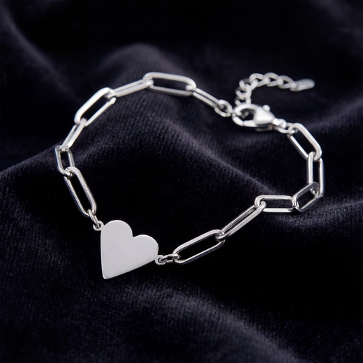 Paperclip Herz-Armband mit Gravur