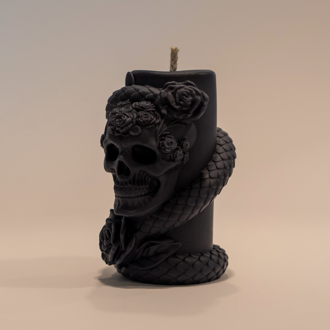 Totenkopf Schlangen Kerze