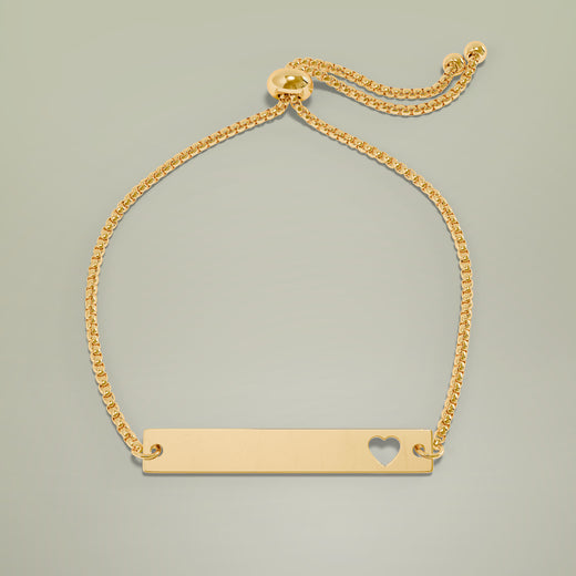Herz Bar-Armband mit Gravur – Verstellbar