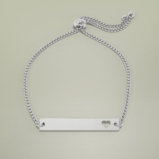 Herz Bar-Armband mit Gravur – Verstellbar