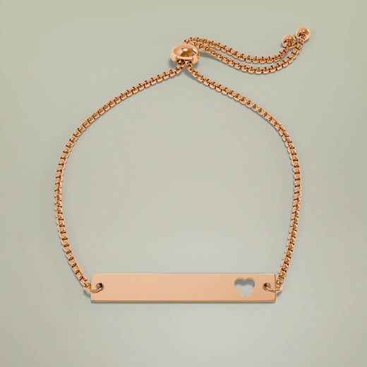 Herz Bar-Armband mit Gravur – Verstellbar