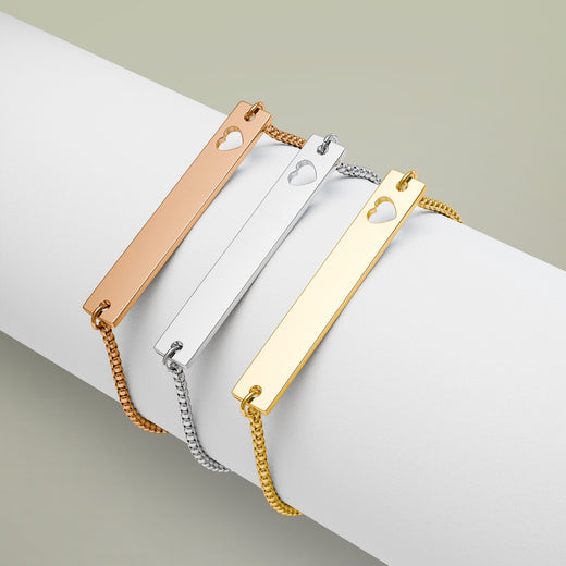 Herz Bar-Armband mit Gravur – Verstellbar