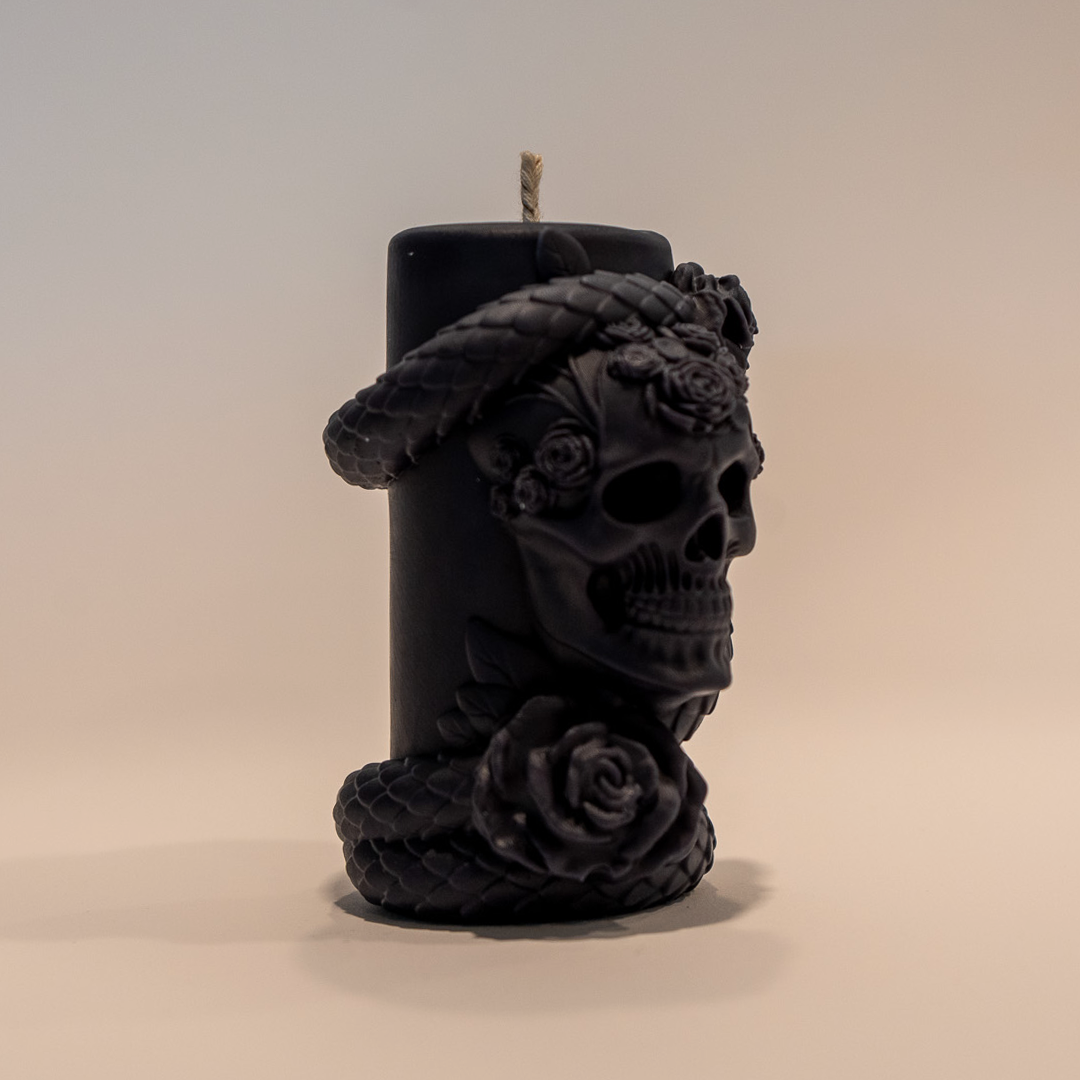 Totenkopf Schlangen Kerze